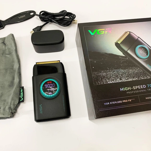 Электробритва VGR V-378 BLACK шейвер, двойное лезвие, регулировка мощности 7000-9000 RPM. Цвет: черный - изображение 5