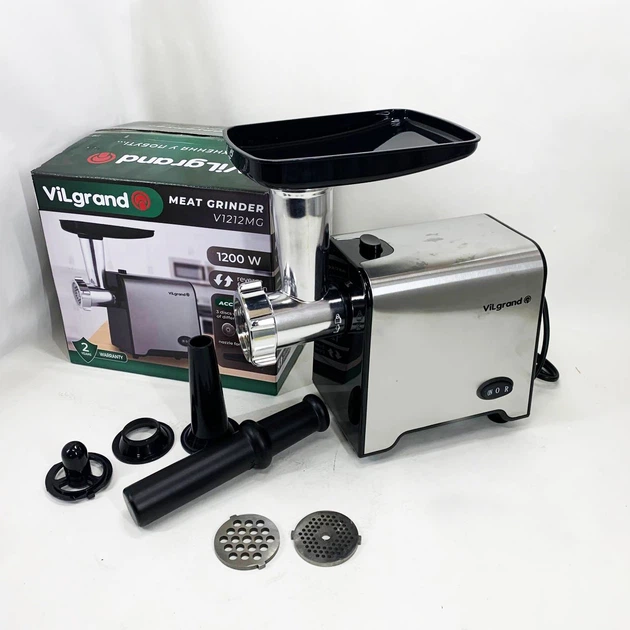 Мясорубка электрическая с нержавейки VILGRAND V1212MG стальная 1200 Вт - изображение 4