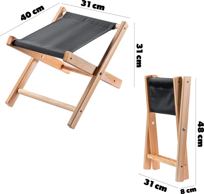 Табурет складний Kadax Nouro 40x31x31 см Чорний K8820 (5903699481691) - зображення 6