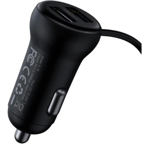 FM-модулятор Baseus T-Shaped S-16 (Bluetooth 5.0 / 2xUSB / AUX / MicroSD) Black - изображение 4