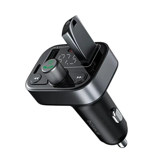 FM-модулятор Baseus T-Typed S-09 Series (Bluetooth / 2xUSB / MicroSD) Black - изображение 3