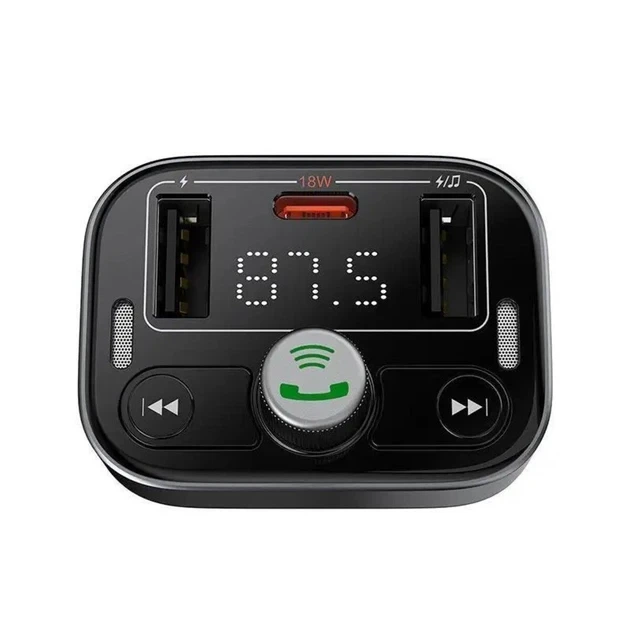 FM-модулятор Baseus T-Typed S-09 Series (Bluetooth / 2xUSB / MicroSD) Black - изображение 4