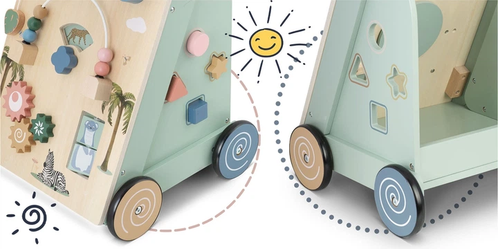 Дерев'яний ходунок-каталка для дітей Nukido NK-857 навчальний з рухомими елементами (5903890622220) - зображення 7