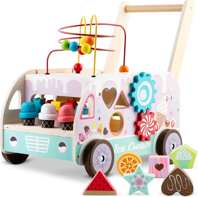 Ходунки каталка Ricokids RK-873 дерев’яні будка з морозивом (5903890623272) - зображення 3