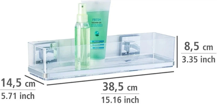 Półka łazienkowa Wenko Quadro Vacuum-Loc Transparentna (4008838145333) - obraz 3