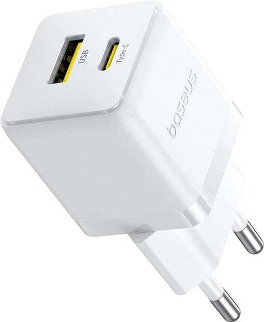 Ładowarka sieciowa Baseus Palm 1 x USB-C + 1 x USB-A 30 W White (6932172672485) - obraz 5