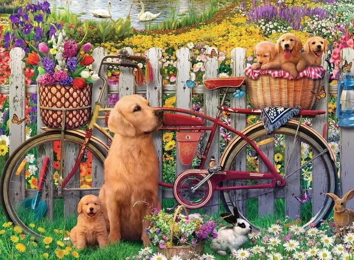 Пазл Ravensburger Cute Dogs in the Garden 500 елементів (4005555002093) - зображення 2
