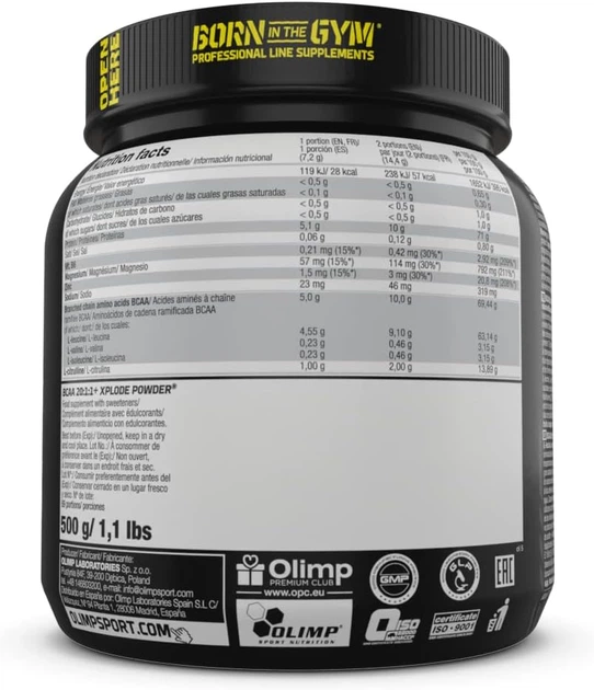 Аминокислоты Olimp BCAA 20:1:1 Xplode Powder 500 г, грейпфрут - изображение 2