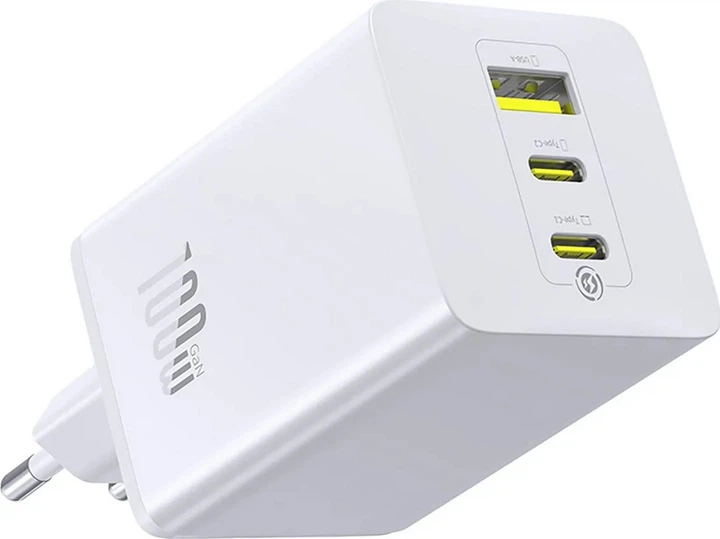 Ładowarka sieciowa Baseus EnerFill FE11 2 x USB-C + 1 x USB-A 100 W White (6932172690649) - obraz 2