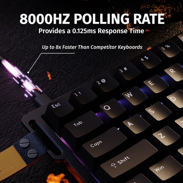 Клавиатура ATTACK SHARK X68 HE Black Line, 65%, RGB, Outemu Jade White Magnetic, 8KHz, USB-C | Геймерская - изображение 7