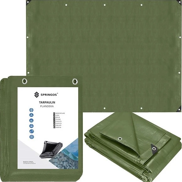 Plandeka Springos 6 x 8 m 120 g/m2 Zielona (GA2126) - obraz 12