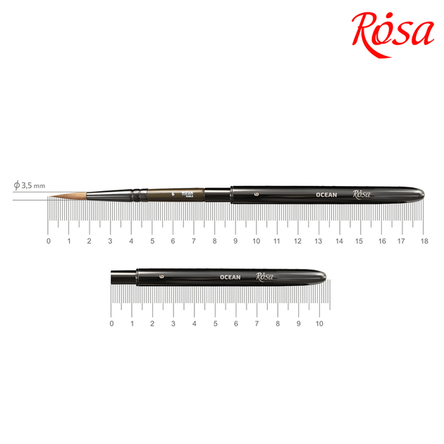 Пензель соболь круглий TRAVEL BRUSH OCEAN 168 № 6 коротка ручка ROSA - Фото 1 Пензель соболь круглий TRAVEL BRUSH OCEAN 168 № 6 коротка ручка ROSA - изображение 1