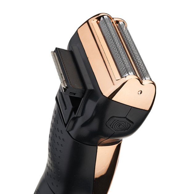 Акумуляторна електробритва-тример 3в1 Geemy GM-595 із 3 змінними головками Black-Gold (5435) - Фото 3 Акумуляторна електробритва-тример 3в1 Geemy GM-595 із 3 змінними головками Black-Gold (5435) - зображення 3