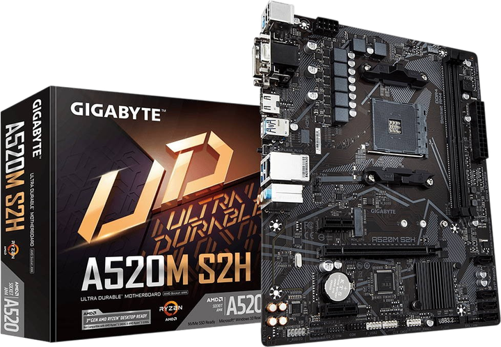 Материнська плата Gigabyte A520M S2H Socket AM4 (A520M S2H) - Фото 4 Материнська плата Gigabyte A520M S2H Socket AM4 (A520M S2H) - зображення 4