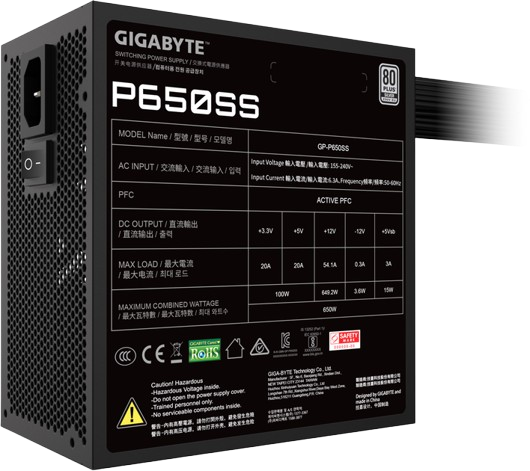 Блок живлення Gigabyte P650SS 650W 80+ Silver (GP-P650SS) - Фото 1 Блок живлення Gigabyte P650SS 650W 80+ Silver (GP-P650SS) - зображення 1
