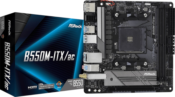 Материнська плата ASRock B550M-ITX/ac Socket AM4 - Фото 1 Материнська плата ASRock B550M-ITX/ac Socket AM4 - зображення 1