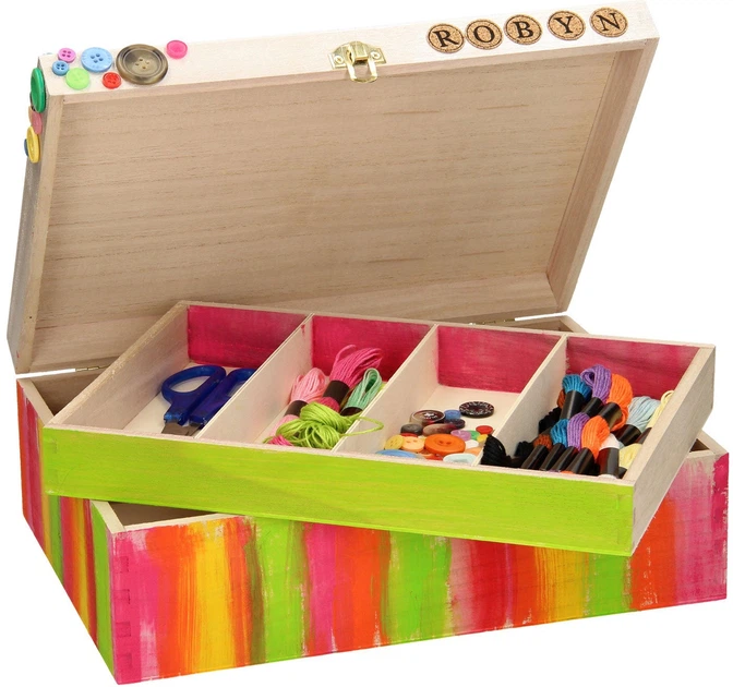 Творчий набір Playwood Прикрась власну дерев’яну швейну скриньку SL050 (8719348006491) - зображення 4