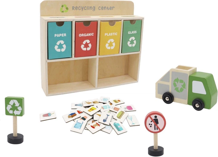 Zestaw do zabawy ZHONGJIEMING TOYS Centrum recyklingu drewniany 7520113 (8718012056114) - obraz 3
