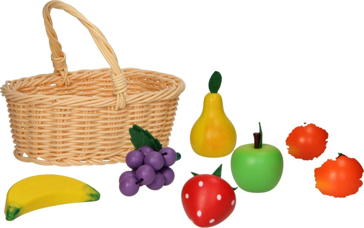 Набір для гри Lobbes фрукти в кошику для пікніка дерев'яний 7510177 (3800966033770) - зображення 2
