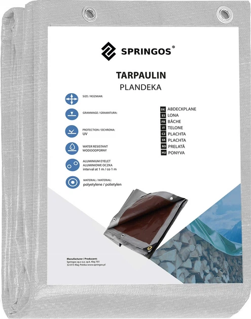 Брезент Springos 4 x 7 м 210 г/м2 Сірий (GA2142) - зображення 11