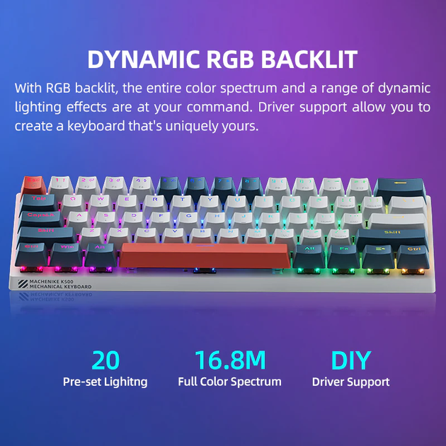 Игровая механическая проводная клавиатура Machenike K500-B61 / Red Switch / Hot Swapping - изображение 2