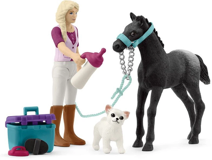 Набір фігурок Schleich Horse Club Набір догляду за лошатами 42755 (4059433992792) - зображення 2