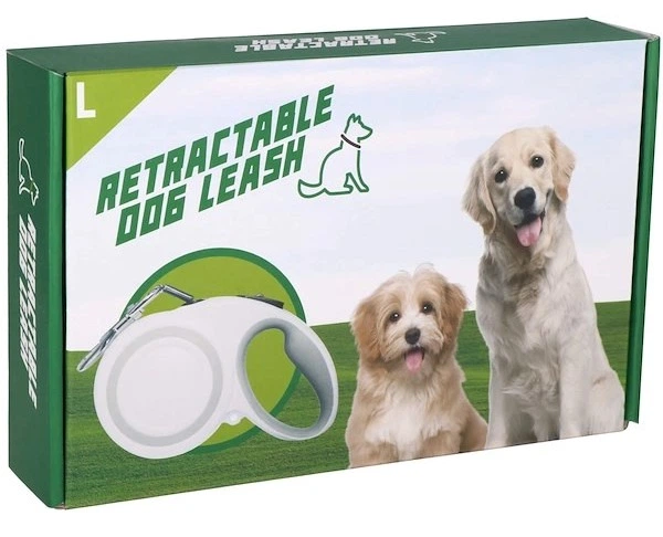 Повідець-рулетка для собак Springos автоматичний L до 50 кг 5 м Біло-сірий (5907719480374) - зображення 4