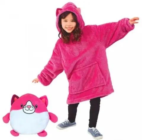 Детская толстовка-плед Huggle Pets Hoodie розовая полиэстер 70% хлопок 30% рост до 140 см унисекс - изображение 3