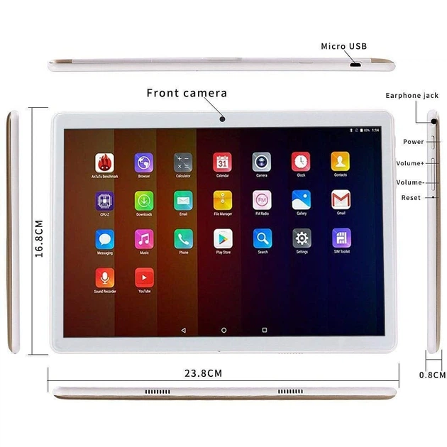 Планшет Padgene E101G 10.1”IPS Android 9.0 Pie 4G LTE Dual Sim 2/32Gb Gold - изображение 3
