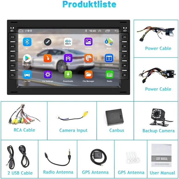 Автомагнітола Hikity Car Radio for VW T5 Golf 4 Bora Polo MK5 Passat B5 Jetta Peugeot 307 / 7'' / USB / WI-FI / GPS / Bluetooth / Black Б/В - изображение 6