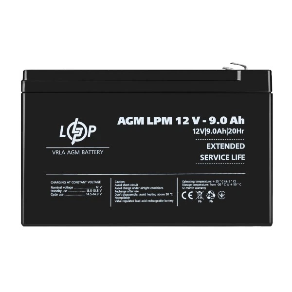 Акумулятор AGM LPM 12V - 9 Ah (340409) - Фото 1 Акумулятор AGM LPM 12V - 9 Ah (340409) - зображення 1