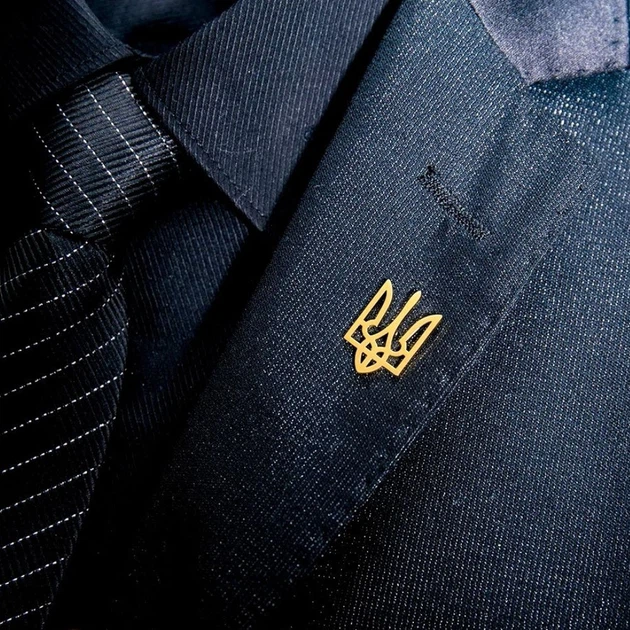 Значок (пин) BROCHE брошь бижутерия Тризуб из стали золотистый BRGV114742 - изображение 2