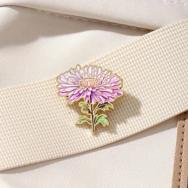 Брошь-значок BROCHE бижутерия Цветы Акварель Хризантема фиолетовая BRGV115048 - изображение 5