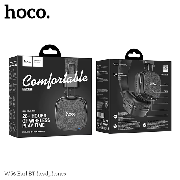 Накладные наушники складные Hoco W56 Earl 28+часов работы BT5.4/AUX/USB Type-C Black - изображение 10