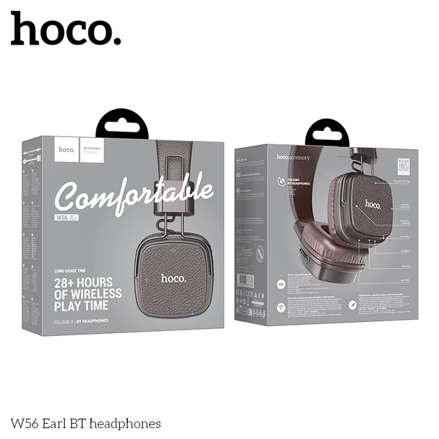 Накладные наушники складные Hoco W56 Earl 28+часов работы BT5.4/AUX/USB Type-C Brown - изображение 10