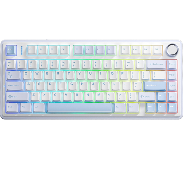 Клавіатура бездротова Aula F75 Gasket Greywood V3 RGB White/Blue (6948391208633) - Фото 2 Клавіатура бездротова Aula F75 Gasket Greywood V3 RGB White/Blue (6948391208633) - зображення 2