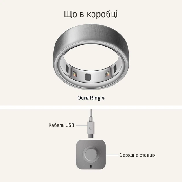 Розумне кільце Oura Ring 4 Brushed Silver (Size 10) – фото