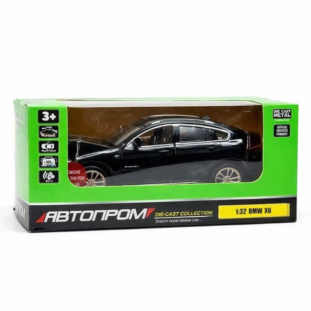 Игрушечная машинка Автопром BMW X6 1:32, 14 см, черная — металлическая модель со светом, звуком и инерционным ходом, арт. 68311-2 - изображение 7