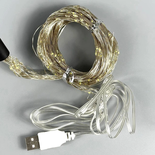 Гірлянда Кінський хвіст 400LED 2m (20pcs, крапля роси) від USB (Теплій) - зображення 5
