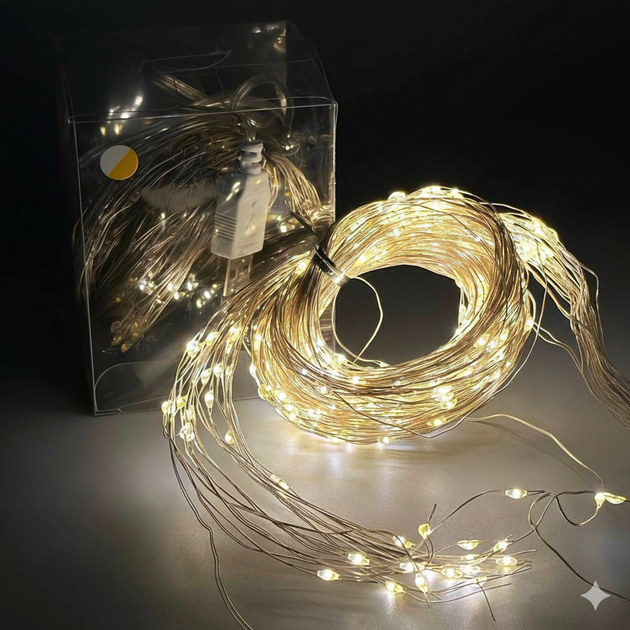 Гірлянда Кінський хвіст 400LED 2m (20pcs, крапля роси) від USB (Теплій) - зображення 7