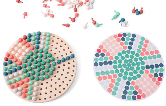 Układanka mozaika BS Toys z drewnianymi pinezkami grzybkami (8717775444879) - obraz 5