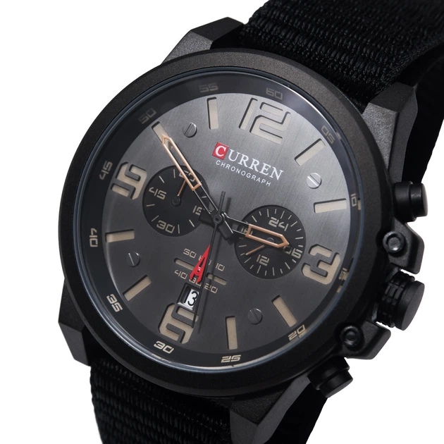 Годинник чоловічий Curren Monreal Armor Black кварцовий з мінеральним склом з двома ремінцями 47 мм - зображення 2