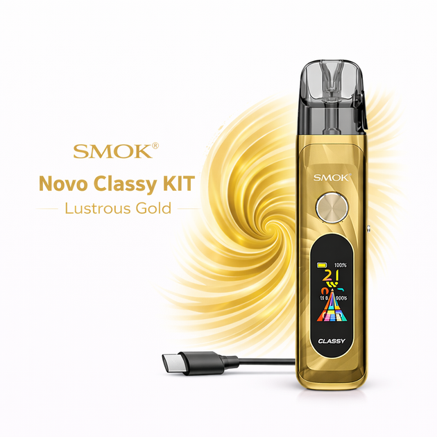 Многоразовый вейп Smok Novo Classy KIT Lustrous Gold электронка 1350мАч 0.8 Ом pod система смок ново глеси голд - Фото 1 Многоразовый вейп Smok Novo Classy KIT Lustrous Gold электронка 1350мАч 0.8 Ом pod система смок ново глеси голд - изображение 1