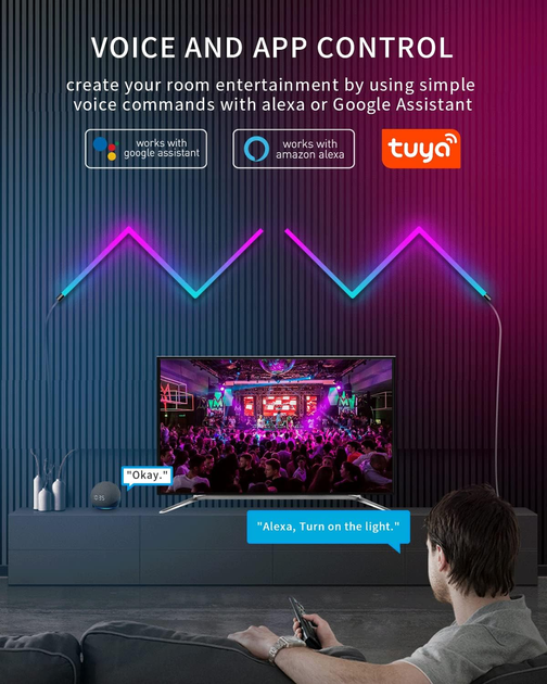 Б/в Настінний світильник LPMYLMC Bluetooth USB interface with app (7) white - зображення 3