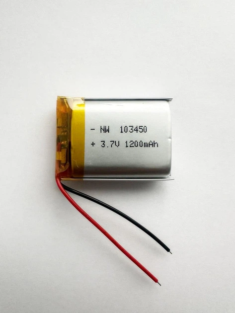 Акумулятор літій-іонний полімерний Li-Pol 103450 1200 mAh 3.7V 4.44Wh - Фото 6 Акумулятор літій-іонний полімерний Li-Pol 103450 1200 mAh 3.7V 4.44Wh - изображение 6