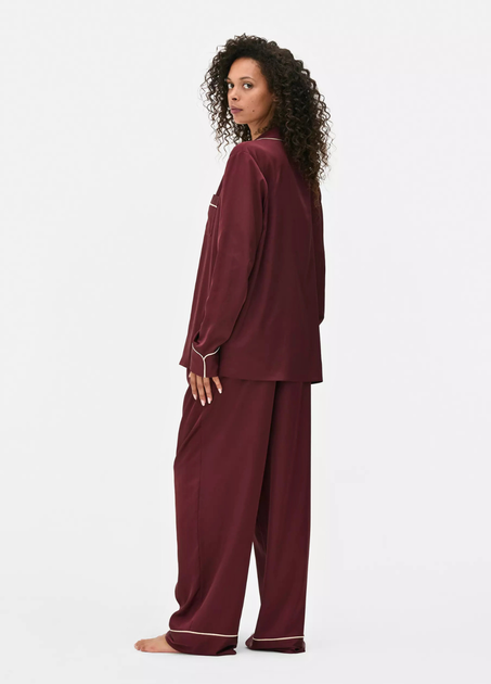 Сатинова пижамна рубашка Boyfriend Primark XS для дома и сна Бордовый (8679) - изображение 4