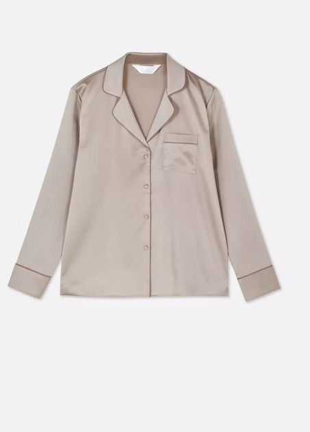 Сатинова пижамна рубашка Boyfriend Primark М для дома и сна Бежевый (8674) - изображение 5