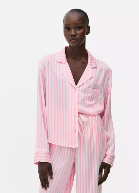 Сатинова пижамна рубашка Boyfriend Primark XS для дома и сна Розовый (8682) - изображение 2