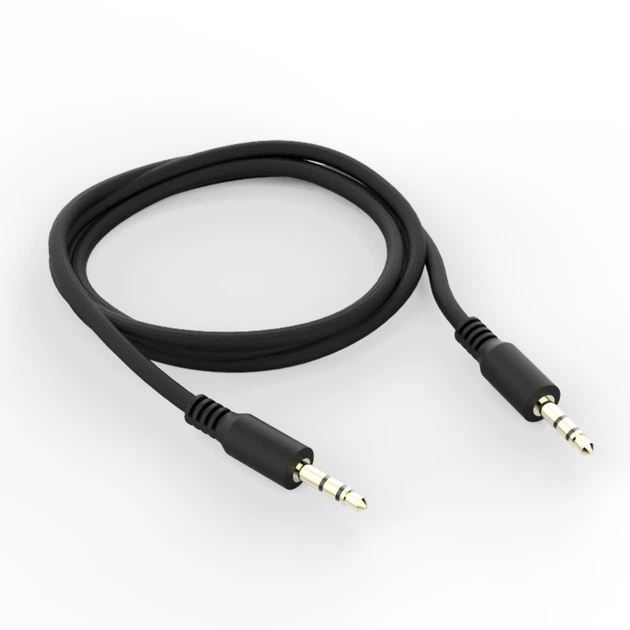 AUX кабель TRS 3.5 - TRS 3.5 (B Class) 1m без упаковки чорний - Фото 1 AUX кабель TRS 3.5 - TRS 3.5 (B Class) 1m без упаковки чорний - зображення 1