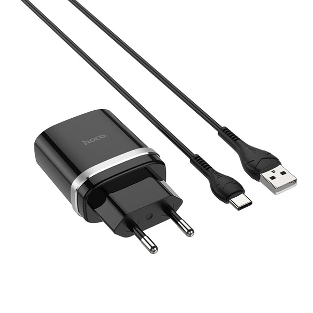Сетевое зарядное устройство Hoco C12Q USB QC 18W черное + кабель USB to Type-C - Фото 3 Сетевое зарядное устройство Hoco C12Q USB QC 18W черное + кабель USB to Type-C - изображение 3